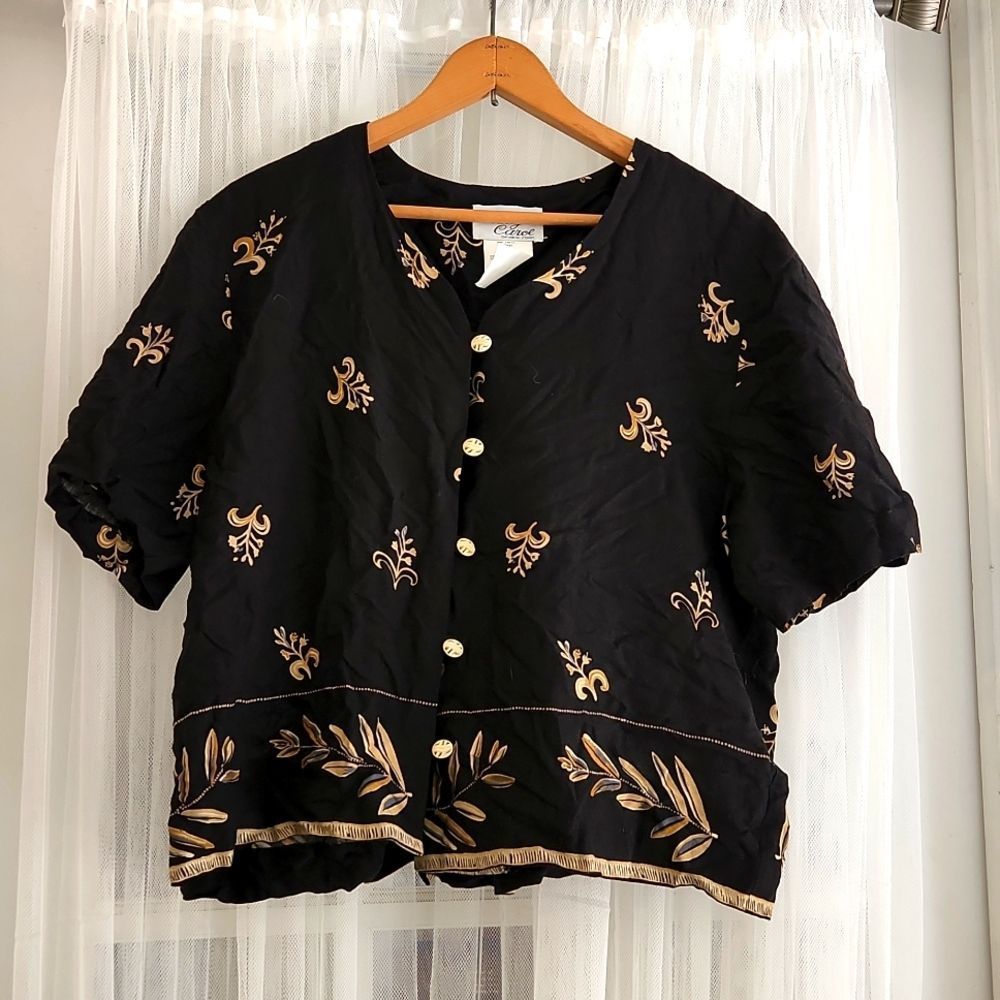 🛍️5/$20🛍️ Vintage Lady Carol of New York Short Sleeve Button Down 14 (Lg)